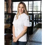 image of Chef Works CES02W-WHT-XL Chef Coat, XL White Poly‑Cotton Twill, Short Sleeve, Snap Closure