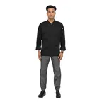 image of Chef Works CES04-BLK-3XL Knit Chef Coat, 3XL Black, 65/35 Twill, Long Sleeve, Cool Vent™