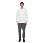 image of Chef Works CES04-WHT-XL Valencia Knit Chef Coat, White XL, 65/35 PolyCotton Twill, Snap Closure