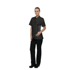 image of Chef Works CES05W-BLK-2XL Women's Chelsea Chef Coat, 2XL Black Cotton Denim, Short Sleeve