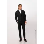 image of Chef Works CQZ01-BBK-2XL Men's Apex Chef Coat, 2XLarge, Black, Long Sleeve, 70/30 Poly/Rayon - 1/Case