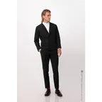 image of Chef Works CQZ01-BBK-3XL - Men's Chef Coat, Sleeve, 3XL, 70/30 PolyRayon, Zip Front, Hip Pockets