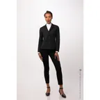 image of Chef Works CQZ01W-BBK-2XL Women Chef Coat, Black 2XL Sleeve, 70/30 Poly Rayon, Zip Front, Hip Pocket