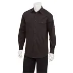 image of Chef Works DPDS-BLK-XL Men's Pilot Shirt, XL, Black, Poly/Cotton, Roll-Up Long Sleeves