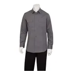 image of Chef Works DPDS-GRY-2XL Men's Pilot Shirt, Gray, 2XLarge, Poly/Cotton, Roll-Up Long Sleeves
