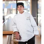 image of Chef Works ECCW-WHT-44 - Chef Coat, Double‑Breasted, Size 44, 100% 120 Cotton, White Piping - 1/Case