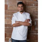 image of Chef Works ECSS-WHT-34 Chef Coat, Double‑Breasted, Chest & Thermometer Pockets, White, Size 34