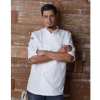 image of Chef Works ECSS-WHT-44 Chef Coat, Double‑Breasted Short‑Sleeve, Cotton 120 Thread, White, Size 44
