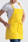 image of Chef Works F10-LEM-0 Bib Apron, Unisex, Adjustable Neck Strap, 3 Pockets, 25" x 27.5", 65% Polyester 35% Cotton, Lemon
