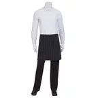 image of Chef Works F28-BWP-0 Bistro Waist Apron, 19"L X 27.5"W, Poly/Cotton, Black/White Stripes - 1/Case