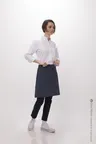 image of Chef Works F28-Nav-0 Navy Bistro Waist Apron, 19"L X 27.5"W, Poly/Cotton, 2 Pockets - 1/Case
