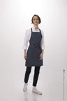 image of Chef Works F53 NAV-0 Bib Apron, 30-1/2"L x 24"W, Adjustable Neck, 2 Pockets, 65/35 Poly Cotton, Navy