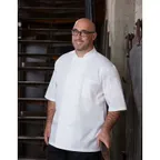 image of Chef Works JLCV-WHT-XL Chef Coat, Short‑Sleeve, Cool Vent™ Yoke, 65/35 Poly‑Cotton Twill, White, XL