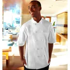 image of Chef Works KNSS-WHT-XL Tivoli Chef Coat, Short Sleeve, 65/35 Poly/Cotton, White, XL