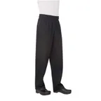 image of Chef Works NBBP-000-L L Black 65/35 PolyCotton Pants, Elastic Waistband, 2 Side Pockets, 1 Back Pocket