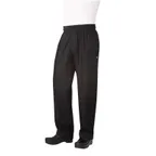 image of Chef Works NBBZ-BLK-L - Chef Pants L Black 65/35 PolyCotton, Waistband, Zipper Fly, 3 Pockets - 1/Each