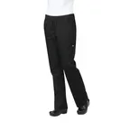 image of Chef Works PBN01W-BLK-XS - Women’s Slim Chef Pants, XS Black, Poly/Cotton, Waistband, 2 Pockets