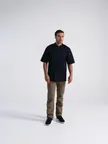 image of Chef Works PCSS-NAV-S Volnay Chef Coat, Navy Poly/Cotton, Size S, Patch & Thermometer Pocket