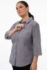image of Chef Works SES01W-CHR-XL Oxford Cook Shirt, XL, Charcoal Gray, 3/4 Sleeve, Poly/Cotton/Elastane