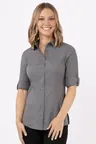 image of Chef Works SES02W-GRY-2XL Women's Seville Cook Shirt, 2XL, Gray, Poly/Cotton/Elastane