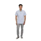 image of Chef Works SHC01-BLU-XL Cook's Shirt, Unisex XLarge, Blue, Poly/Cotton, Short Sleeve, Snap Front