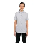 image of Chef Works SHC01W-GRY-L Women's Havana Cook Shirt, Large Gray Poly/Cotton, Short Sleeve Snap Front
