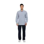image of Chef Works SHC05-SBE-S Men's Long Sleeve Cook Shirt, Small, Blue, Poly/Cotton, 2-Button Cuffs
