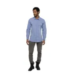 image of Chef Works SHC06-BLU-3XL Men's Chambray Shirt, 3XL, 65/35 Poly/Cotton, Blue, Roll‑Up Long Sleeves