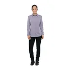 image of Chef Works SHC06W-PUR-XS Women's Chambray Cook Shirt, Purple, Size XS, 65/35 Poly/Cotton