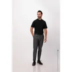 image of Chef Works SHC08-BLK-XL Men's Seersucker Cook Shirt, XL, Black, 65/35 Poly/Cotton