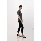 image of Chef Works SHC08W-CHR-L Women's Large Charcoal Seersucker Shirt, Sleeves, Snap Front, Poly/Cotton