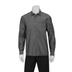 image of Chef Works SKL001-BLK-S Men's Detroit Cook Shirt, Small, 100% Cotton, Black, Long Sleeve