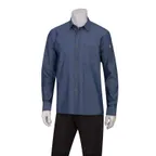 image of Chef Works SKL001-IBL-2XL Men's Detroit Cook Shirt, 2XLarge, 100% Cotton Denim, Indigo Blue