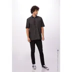 image of Chef Works SKS002-BLK-4XL Men's Detroit Cook Shirt, Short‑Sleeve, Black, 4XL, 100% Cotton Denim