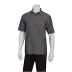 image of Chef Works SKS002-BLK-L Men's Detroit Cook Shirt, Large, Black, 100% Cotton, Short Sleeve