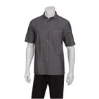 image of Chef Works SKS002-BLK-M Men's Detroit Cook Shirt, Medium, 100% Cotton, Black, Short Sleeve