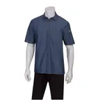image of Chef Works SKS002-IBL-XL Cook Shirt, XL, Indigo Blue, 100% Cotton Denim, Short Sleeve