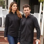 image of Chef Works SLWFZ003-BLK-L Women's Cook Shirt, Large, Black, Poly/Cotton, Long Sleeve, Zipper Front