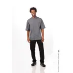 image of Chef Works VSSS-GBC-3XL Chef Coat Short‑Sleeve 3XL Gray 65/35 Twill Vent™ Back Snap Front Topstitch