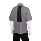image of Chef Works VSSS-GBC-XS Chef Coat Short‑Sleeve Gray/Black XS 65/35 Twill Vent Panels