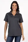 image of Chef Works Z650W-IGY-4XL Women's Collared Polo Cook Shirt, 4XLarge, 100% Polyester, Iron Gray