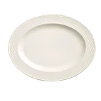image of Libbey BO-1122 Oval Platter, 13.25" x 10.25" Bright White Porcelain Embossed Rim - 12/Case