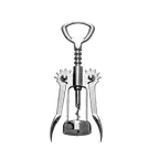 image of Libbey KS-100 Wing Corkscrew, 18/8 Stainless Steel, Silver Handle, Winged Opening Mechanism - 1/Case