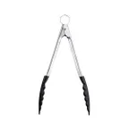 image of Browne USA 74708605 Tongs, 9.5" Heat‑Resistant to 575°F, Silicone‑Tip Steel, Red Push/Pull Lock