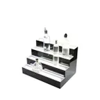 image of Victory LBD3-36L Lighted 3‑Tier Liquor Display, 36" Wide, Black Front, 27‑Bottle, LED, Shelf