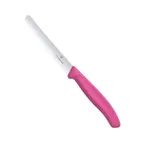 image of Victorinox 6.7836.L115 Utility Knife – 4.5" Serrated Blade, Stainless Steel, Pink Handle, 3"-4"