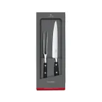 image of Victorinox 7.7243.2 Maitre 2-Piece Carving Set, 8" Carving Knife, 6" Carving Fork, Black, Roll Bag