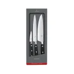 image of Victorinox 7.7243.3 Grand Maitre 3‑Piece Knife Set, 3½" Paring, 8" Slicing, 8" Chef’s, Black, Roll Bag