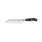 image of Victorinox 7.7303.17G Forged Santoku Knife, 7" Blade, Black Plastic‑Poly Handle, Hollow Granton Edge