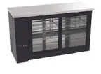 image of MVP Group KIN60GBB-HC Back Bar Cooler, 60.8" W, Black Exterior, Stainless Top, Sliding Glass Doors, R290
